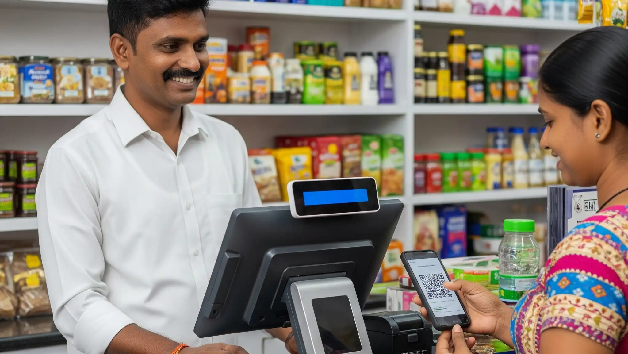 using billing software in grocery shop